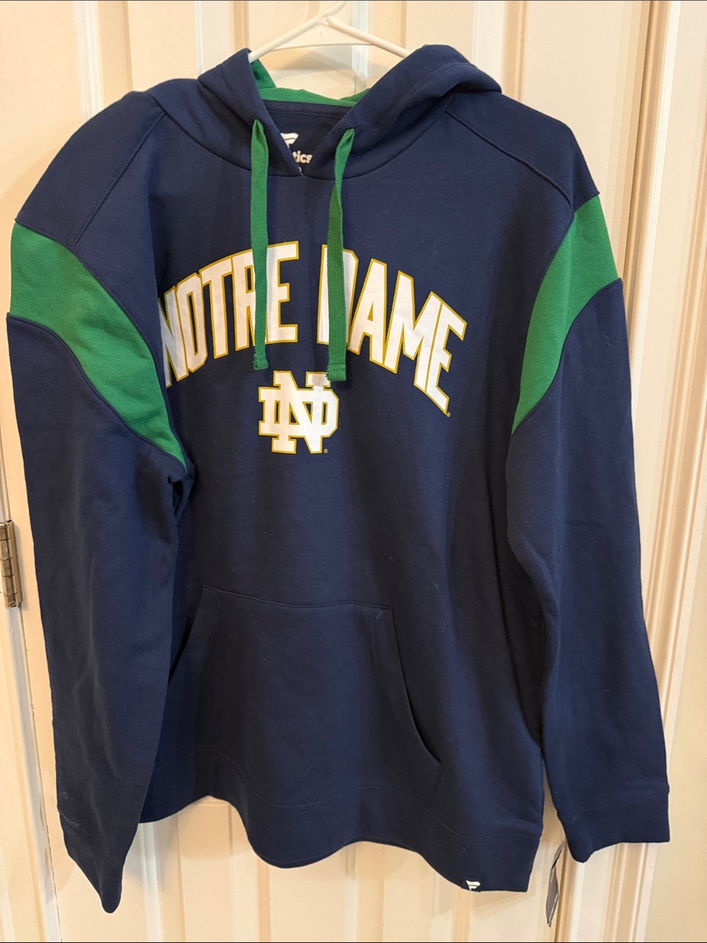 NWT Fanatics Navy & Green Notre Dame Pullover Hoodie